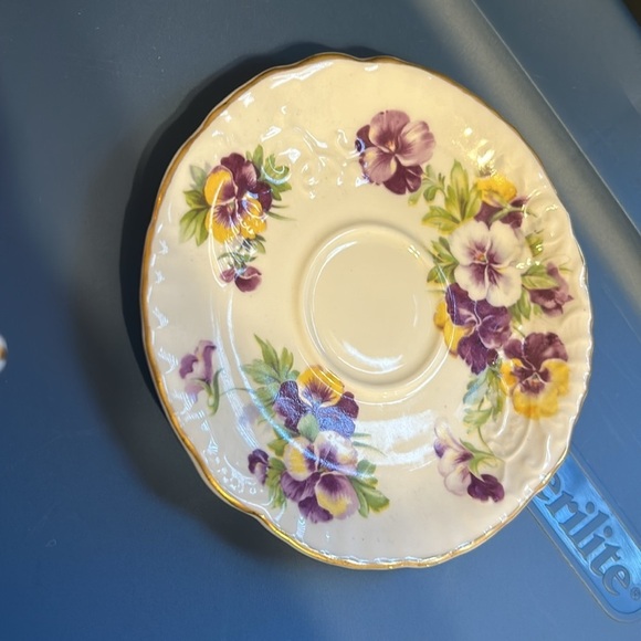 Vintage Hammersley Bone China Purple Yellow Floral Tea Cup & Saucer Set - Picture 2 of 5